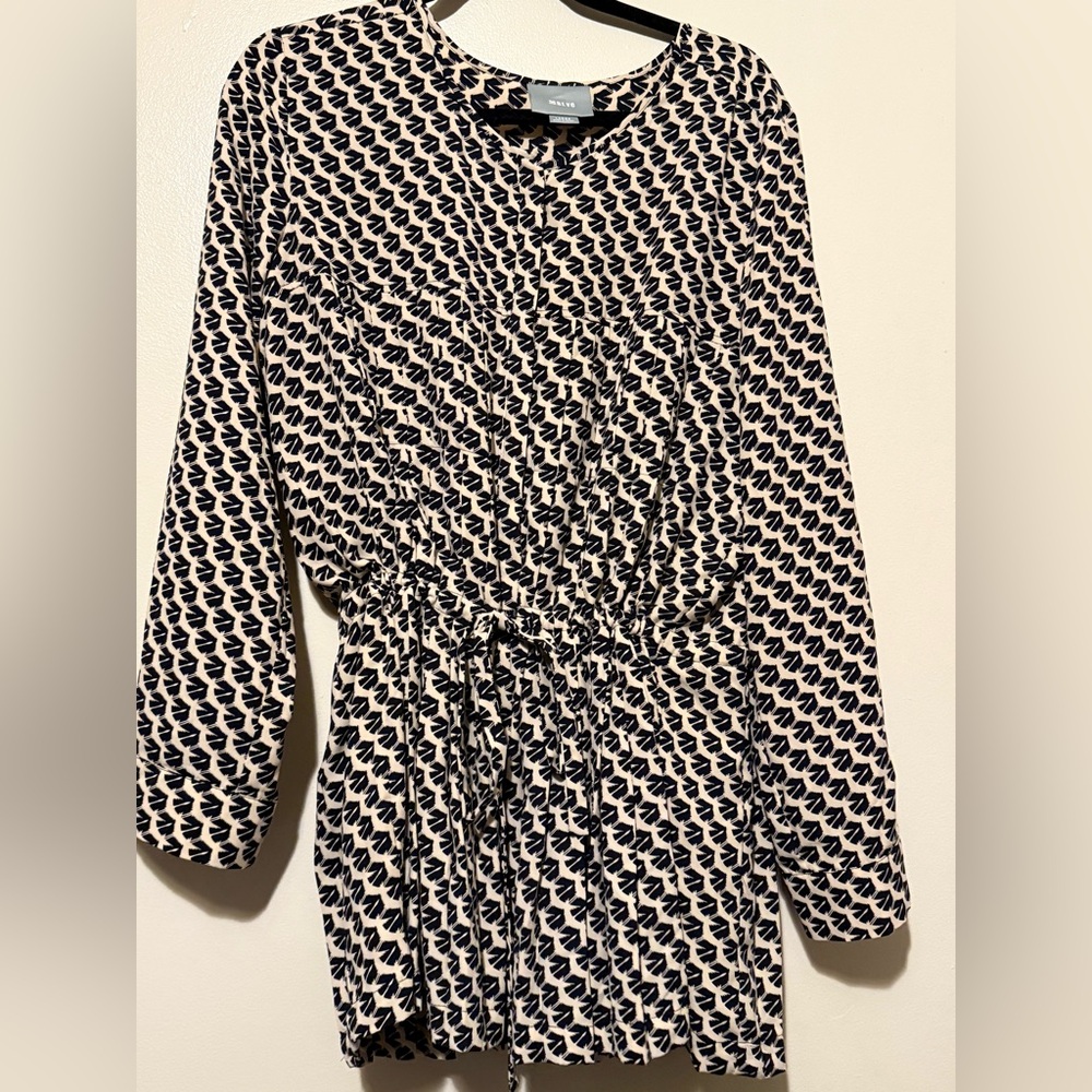 Anthropology Maeve Black and White Button Down Dress